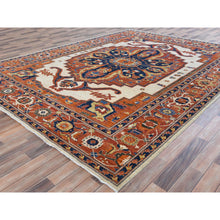 Load image into Gallery viewer, 9&#39;x11&#39;8&quot; Rust Red, Antiqued Persian Serapi Inspired Design, Ghazni Wool, 200 Kpsi Densely Woven, Hand Knotted, Natural Dyes Oriental Rug FWR487632