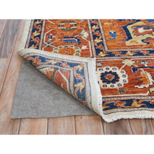 Load image into Gallery viewer, 9&#39;x11&#39;8&quot; Rust Red, Antiqued Persian Serapi Inspired Design, Ghazni Wool, 200 Kpsi Densely Woven, Hand Knotted, Natural Dyes Oriental Rug FWR487632