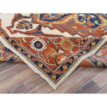 Load image into Gallery viewer, 9&#39;x11&#39;8&quot; Rust Red, Antiqued Persian Serapi Inspired Design, Ghazni Wool, 200 Kpsi Densely Woven, Hand Knotted, Natural Dyes Oriental Rug FWR487632