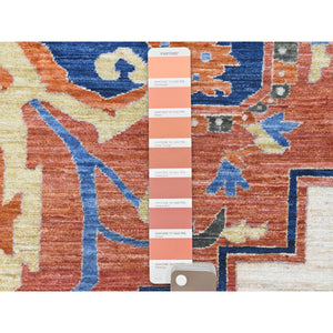 9'x11'8" Rust Red, Antiqued Persian Serapi Inspired Design, Ghazni Wool, 200 Kpsi Densely Woven, Hand Knotted, Natural Dyes Oriental Rug FWR487632