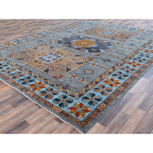 Load image into Gallery viewer, 9&#39;x11&#39;9&quot; Gray Armenian Inspired Caucasian Design, 200 Kpsi Denser Weave, Hand Knotted, Natural Dyes Ghazni Wool Oriental Rug FWR487638