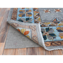 Load image into Gallery viewer, 9&#39;x11&#39;9&quot; Gray Armenian Inspired Caucasian Design, 200 Kpsi Denser Weave, Hand Knotted, Natural Dyes Ghazni Wool Oriental Rug FWR487638