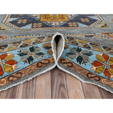 Load image into Gallery viewer, 9&#39;x11&#39;9&quot; Gray Armenian Inspired Caucasian Design, 200 Kpsi Denser Weave, Hand Knotted, Natural Dyes Ghazni Wool Oriental Rug FWR487638