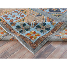Load image into Gallery viewer, 9&#39;x11&#39;9&quot; Gray Armenian Inspired Caucasian Design, 200 Kpsi Denser Weave, Hand Knotted, Natural Dyes Ghazni Wool Oriental Rug FWR487638