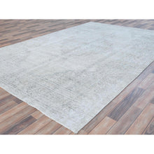Load image into Gallery viewer, 7&#39;1&quot;x10&#39;8&quot; Beige Vintage Persian Tabriz Hand Knotted Worn Wool, Sheared Low, Distressed Look Shabby Chic Oriental Rug FWR487686