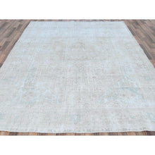 Load image into Gallery viewer, 8&#39;1&quot;x10&#39;9&quot; Beige Shabby Chic Vintage Persian Tabriz Hand Knotted Worn Wool, Cropped Thin, Distressed Look Oriental Rug FWR487710