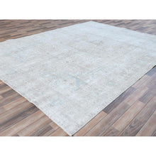 Load image into Gallery viewer, 8&#39;1&quot;x10&#39;9&quot; Beige Shabby Chic Vintage Persian Tabriz Hand Knotted Worn Wool, Cropped Thin, Distressed Look Oriental Rug FWR487710