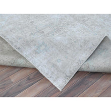 Load image into Gallery viewer, 8&#39;1&quot;x10&#39;9&quot; Beige Shabby Chic Vintage Persian Tabriz Hand Knotted Worn Wool, Cropped Thin, Distressed Look Oriental Rug FWR487710