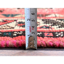 Load image into Gallery viewer, 5&#39;2&quot;x7&#39;10&quot; Blush Red, Vintage Persian Shiraz With Geometric Pattern, Small Animal Figurines, Shaved Low, Zero Pile, Sides And Ends Professionally Secured, Clean, Hand Knotted, Pure Wool, Oriental Rug FWR4878