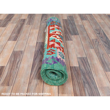 Load image into Gallery viewer, 2&#39;8&quot;x15&#39;5&quot; Colorful, Afghan Kilim With Geometric Design, Pure Wool, Hand Woven, Vegetable Dyes, Flat Weave, Reversible Xl Runner Oriental Rug FWR489264