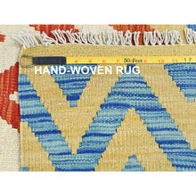 Load image into Gallery viewer, 6&#39;6&quot;x9&#39;3&quot; Colorful, Afghan Kilim With Zig Zag Pattern Flat Weave, Veggie Dyes Organic Wool Hand Woven, Reversible Oriental Rug FWR489510