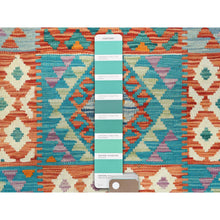 Load image into Gallery viewer, 9&#39;9&quot;x13&#39; Colorful, Veggie Dyes Organic Wool Hand Woven, Afghan Kilim With Geometric Design Flat Weave, Reversible Oriental Rug FWR489582