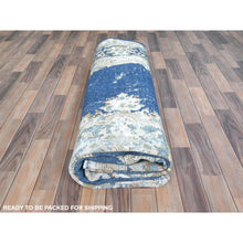 Load image into Gallery viewer, 8&#39;9&quot;x12&#39; Navy Blue Semi Antique Persian Kerman Worn Wool, Sheared Low, Hand Knotted, Shabby Chic Distressed Look Oriental Rug FWR489648