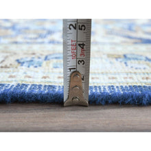 Load image into Gallery viewer, 8&#39;9&quot;x12&#39; Navy Blue Semi Antique Persian Kerman Worn Wool, Sheared Low, Hand Knotted, Shabby Chic Distressed Look Oriental Rug FWR489648