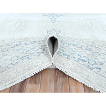 Load image into Gallery viewer, 9&#39;6&quot;x12&#39;9&quot; Ivory Semi Antique Persian Kerman Hand Knotted, Sheared Low, Worn Wool, Shabby Chic, Distressed Look Oriental Rug FWR489666