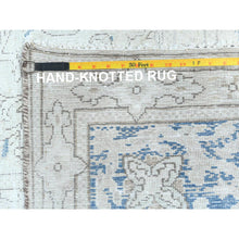Load image into Gallery viewer, 9&#39;6&quot;x12&#39;9&quot; Ivory Semi Antique Persian Kerman Hand Knotted, Sheared Low, Worn Wool, Shabby Chic, Distressed Look Oriental Rug FWR489666
