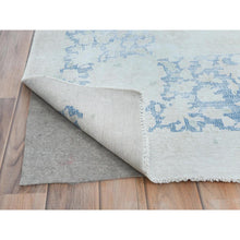 Load image into Gallery viewer, 9&#39;7&quot;x13&#39;10&quot; Light Blue Worn Wool, Cropped Thin, Hand Knotted Distressed Look Shabby Chic Semi Antique Persian Kerman Oriental Rug FWR489702