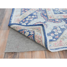Load image into Gallery viewer, 9&#39;1&quot;x13&quot; Navy Blue Semi Antique Persian Kerman Hand Knotted Sheared Low, Worn Wool, Shabby Chic Distressed Look Oriental Rug FWR489732