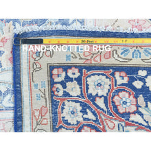 Load image into Gallery viewer, 9&#39;1&quot;x13&quot; Navy Blue Semi Antique Persian Kerman Hand Knotted Sheared Low, Worn Wool, Shabby Chic Distressed Look Oriental Rug FWR489732
