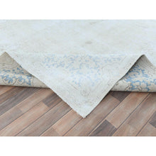 Load image into Gallery viewer, 9&#39;10&quot;x13&#39;7&quot; Ivory Hand Knotted, Vintage Persian Kerman Sheared Low, Worn Wool, Shabby Chic, Distressed Look, Oriental Rug FWR489738