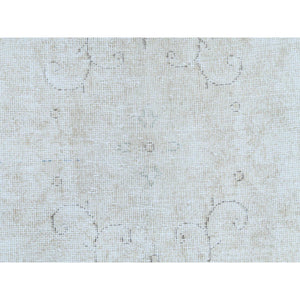 9'10"x13'7" Ivory Hand Knotted, Vintage Persian Kerman Sheared Low, Worn Wool, Shabby Chic, Distressed Look, Oriental Rug FWR489738