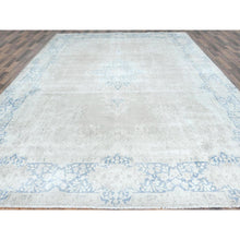 Load image into Gallery viewer, 9&#39;7&quot;x13&#39;2&quot; Beige Vintage Persian Kerman Shabby Chic, Sheared Low, Worn Wool Distressed Look Hand Knotted Oriental Rug FWR489768