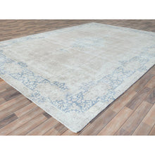 Load image into Gallery viewer, 9&#39;7&quot;x13&#39;2&quot; Beige Vintage Persian Kerman Shabby Chic, Sheared Low, Worn Wool Distressed Look Hand Knotted Oriental Rug FWR489768