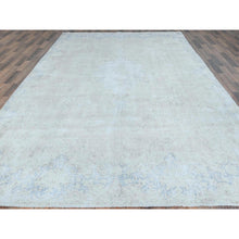 Load image into Gallery viewer, 8&#39;2&quot;x13&#39; Ivory Semi Antique Persian Kerman Hand Knotted Cropped Thin, Worn Wool Distressed Look Shabby Chic Oriental Rug FWR489774