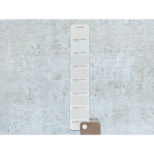 8'2"x13' Ivory Semi Antique Persian Kerman Hand Knotted Cropped Thin, Worn Wool Distressed Look Shabby Chic Oriental Rug FWR489774