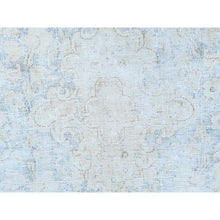 Load image into Gallery viewer, 8&#39;2&quot;x13&#39; Ivory Semi Antique Persian Kerman Hand Knotted Cropped Thin, Worn Wool Distressed Look Shabby Chic Oriental Rug FWR489774