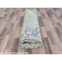 Load image into Gallery viewer, 8&#39;2&quot;x13&#39; Ivory Semi Antique Persian Kerman Hand Knotted Cropped Thin, Worn Wool Distressed Look Shabby Chic Oriental Rug FWR489774