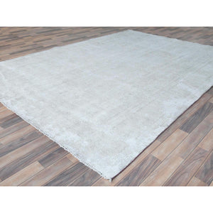 8'x11' Faded Red Vintage Persian Kerman Hand Knotted Worn Wool, Cropped Thin, Shabby Chic, Distressed Look Oriental Rug FWR489780