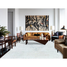 Load image into Gallery viewer, 7&#39;2&quot;x10&#39; Light Blue Old Persian Kerman Hand Knotted Cropped Thin, Worn Wool, Shabby Chic Distressed Look Oriental Rug FWR489792