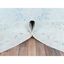 Load image into Gallery viewer, 7&#39;2&quot;x10&#39; Light Blue Old Persian Kerman Hand Knotted Cropped Thin, Worn Wool, Shabby Chic Distressed Look Oriental Rug FWR489792
