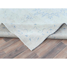 Load image into Gallery viewer, 7&#39;2&quot;x10&#39; Light Blue Old Persian Kerman Hand Knotted Cropped Thin, Worn Wool, Shabby Chic Distressed Look Oriental Rug FWR489792