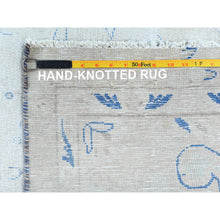 Load image into Gallery viewer, 7&#39;2&quot;x10&#39; Light Blue Old Persian Kerman Hand Knotted Cropped Thin, Worn Wool, Shabby Chic Distressed Look Oriental Rug FWR489792