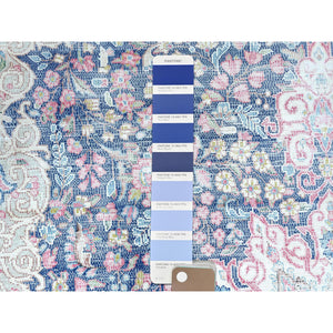 5'9"x9'7" Navy Blue Vintage Persian Kerman Worn Wool, Sheared Low, Distressed Look, Shabby Chic Hand Knotted Oriental Rug FWR489804