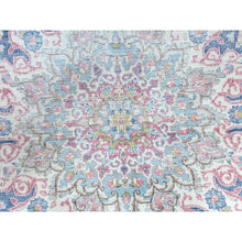 Load image into Gallery viewer, 5&#39;9&quot;x9&#39;7&quot; Navy Blue Vintage Persian Kerman Worn Wool, Sheared Low, Distressed Look, Shabby Chic Hand Knotted Oriental Rug FWR489804