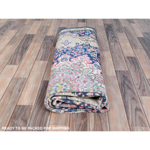 Load image into Gallery viewer, 5&#39;9&quot;x9&#39;7&quot; Navy Blue Vintage Persian Kerman Worn Wool, Sheared Low, Distressed Look, Shabby Chic Hand Knotted Oriental Rug FWR489804