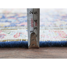 Load image into Gallery viewer, 5&#39;9&quot;x9&#39;7&quot; Navy Blue Vintage Persian Kerman Worn Wool, Sheared Low, Distressed Look, Shabby Chic Hand Knotted Oriental Rug FWR489804