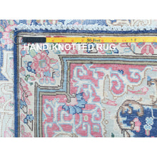 Load image into Gallery viewer, 5&#39;9&quot;x9&#39;7&quot; Navy Blue Vintage Persian Kerman Worn Wool, Sheared Low, Distressed Look, Shabby Chic Hand Knotted Oriental Rug FWR489804