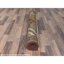 Load image into Gallery viewer, 4&#39;x10&#39; Mocha Brown With A Mix Of Red Vintage Persian Heriz, Hand Knotted, Abrash, Distressed Look, Cropped Thin, Pure Wool Wide Runner Oriental Rug FWR489954
