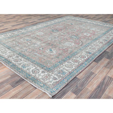 Load image into Gallery viewer, 7&#39;x10&#39;8&quot; Light Red, Vintage Persian Tabriz Sheared Low Distressed Look, Shabby Chic Worn Wool Hand Knotted, Oriental Rug FWR490170