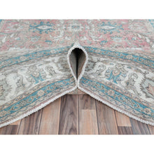 Load image into Gallery viewer, 7&#39;x10&#39;8&quot; Light Red, Vintage Persian Tabriz Sheared Low Distressed Look, Shabby Chic Worn Wool Hand Knotted, Oriental Rug FWR490170