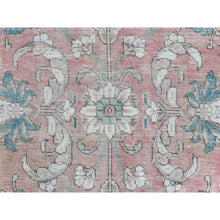 Load image into Gallery viewer, 7&#39;x10&#39;8&quot; Light Red, Vintage Persian Tabriz Sheared Low Distressed Look, Shabby Chic Worn Wool Hand Knotted, Oriental Rug FWR490170