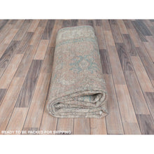 Load image into Gallery viewer, 7&#39;x10&#39;8&quot; Light Red, Vintage Persian Tabriz Sheared Low Distressed Look, Shabby Chic Worn Wool Hand Knotted, Oriental Rug FWR490170