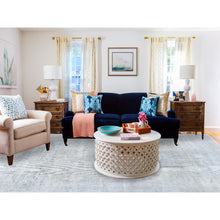 Load image into Gallery viewer, 7&#39;7&quot;x10&#39;10&quot; Cream, Vintage Persian Tabriz Sheared Low Distressed Look, Shabby Chic Worn Wool Hand Knotted, Oriental Rug FWR490278