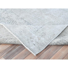 Load image into Gallery viewer, 7&#39;7&quot;x10&#39;10&quot; Cream, Vintage Persian Tabriz Sheared Low Distressed Look, Shabby Chic Worn Wool Hand Knotted, Oriental Rug FWR490278