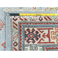 Load image into Gallery viewer, 6&#39;1&quot;x8&#39;9&quot; Light Blue Special Kazak With Geometric Medallion Design, Organic Wool, Hand Knotted, Natural Dyes Oriental Rug FWR490524