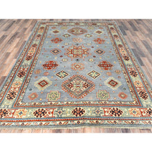 Load image into Gallery viewer, 6&#39;2&quot;x8&#39;9&quot; Gray Special Kazak With Geometric Medallion Design, Hand Knotted, Organic Wool, Natural Dyes Oriental Rug FWR490530